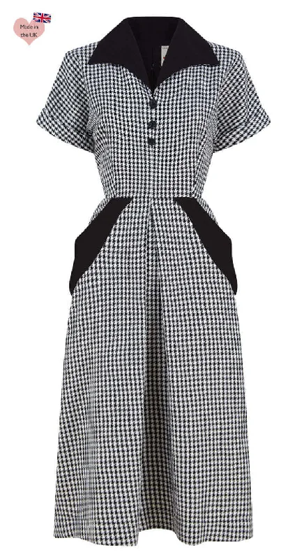 Premium Fashion Sophia Dress in Dogtooth