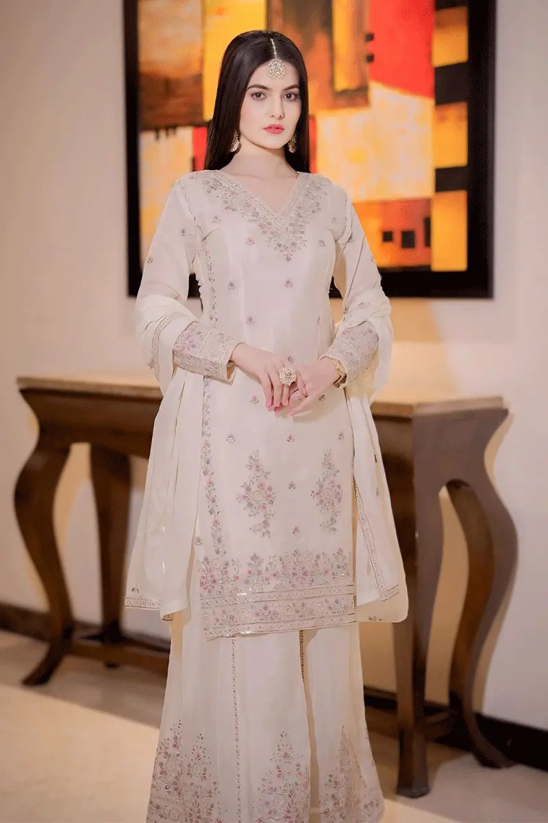 Seasonal Sale Latest White Sharara Dress For Raksha Bandhan