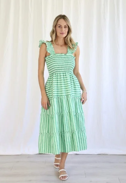Get More, Spend Less Today green stripe strappy dress
