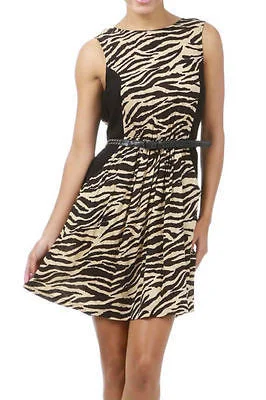 Special Promotions Available For A Short Time Dress Animal Print Beige Skinny Studded Belt Low Back A Line Sexy Special Promotions Available For A Short Time Dress Animal Print Beige Skinny Studded Belt Low Back A Line Sexy