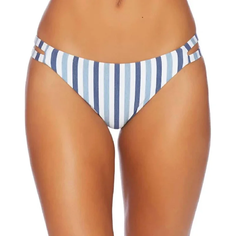 Affordable Women's Attire Tie Dye Stripe Double Strap Bikini Bottom In Blue