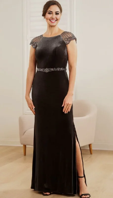 Women's Athleisure Apparel Velvet Floor-length Mother of the Bride Dresse With Bead Belt Women's Athleisure Apparel Velvet Floor-length Mother of the Bride Dresse With Bead Belt