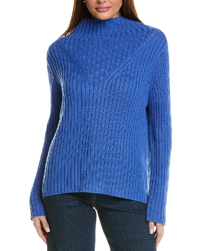 Women's Casual Attire Hannah Rose Chunky Rib Funnel Neck Cashmere-Blend Sweater