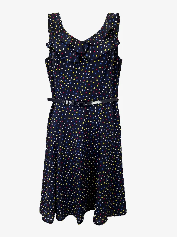 Casual Chic Deals Review Belted Ruffle Polka Dot Dress Size 10