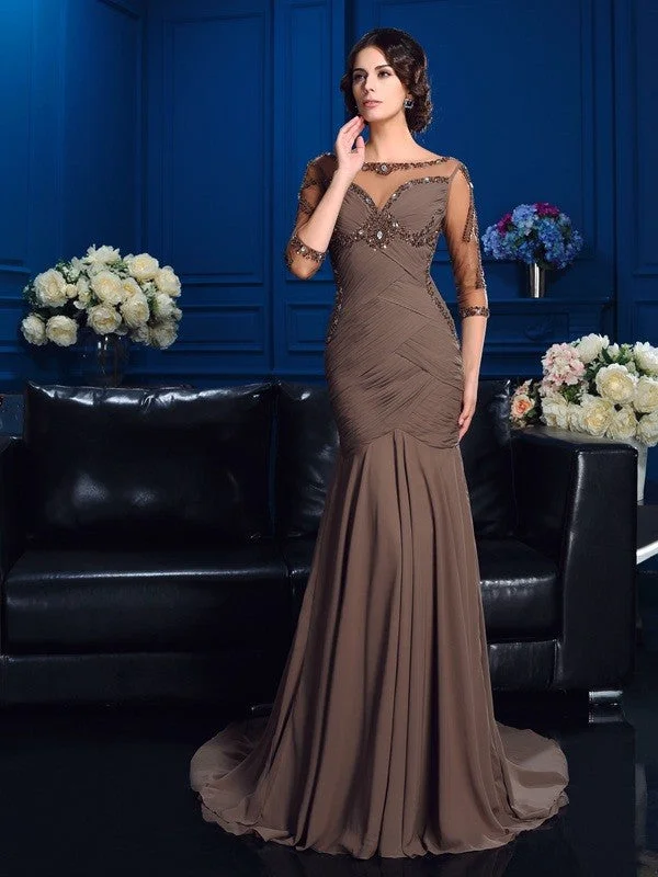 Discounts On Casual Weekend Styles Sheath/Column Scoop Beading 3/4 Sleeves Long Chiffon Mother of the Bride Dresses Discounts On Casual Weekend Styles Sheath/Column Scoop Beading 3/4 Sleeves Long Chiffon Mother of the Bride Dresses