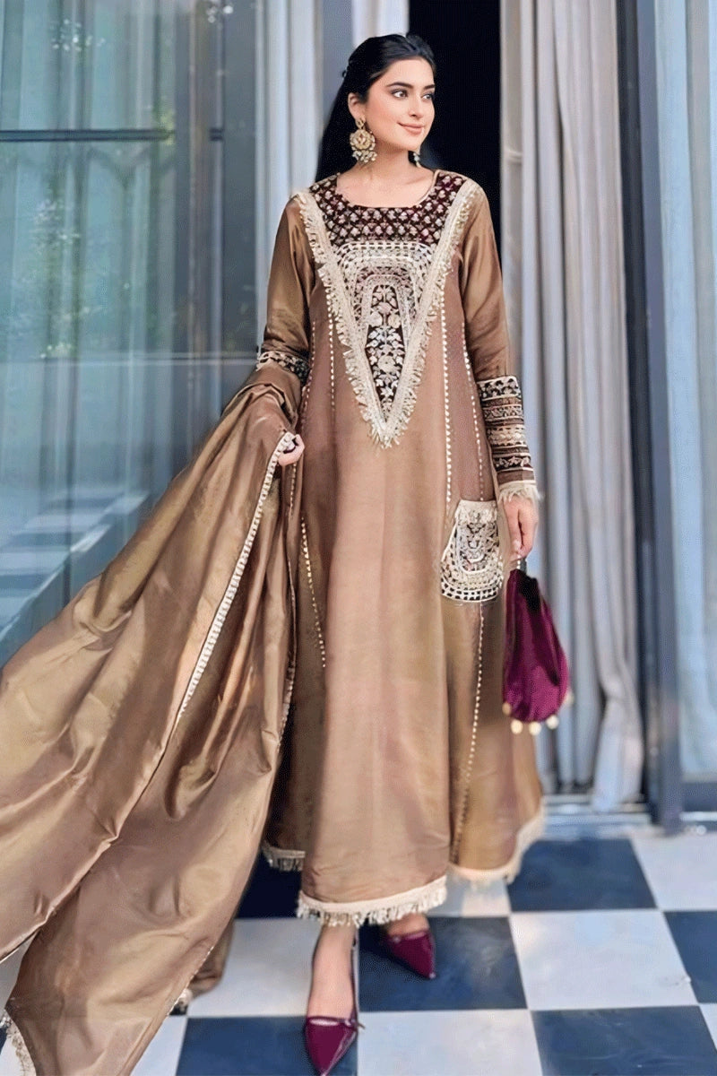 Women's Outerwear for All Weather Conditions Golden Color Designer Dress For Sangeet Function Women's Outerwear for All Weather Conditions Golden Color Designer Dress For Sangeet Function