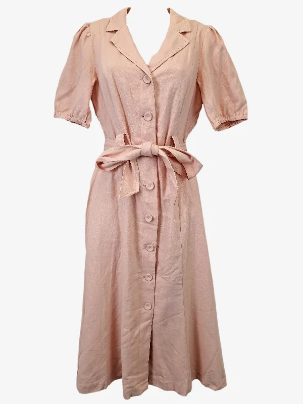Trendy Outfits For Ladies Review Classic Vintage Style Blush Button Dress Size 8