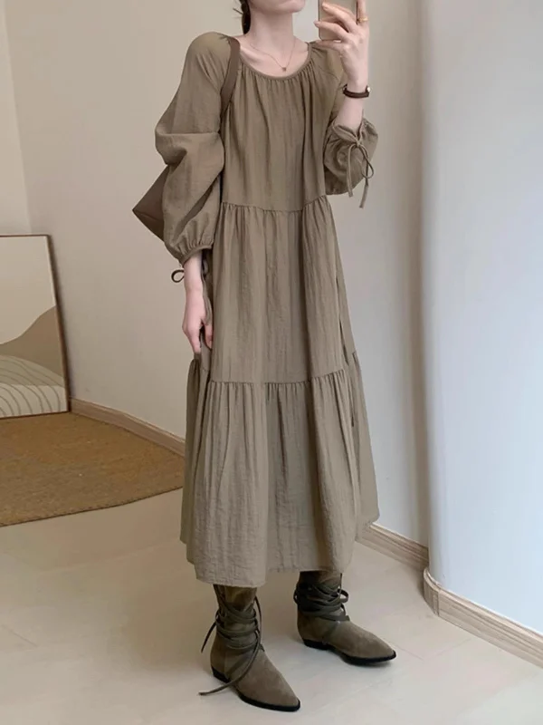 Stylish Looks fluttering dress new long-sleeved skirt for women     S3458
