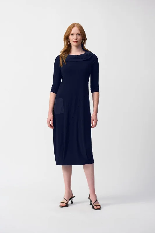 Comfortable Casual Women's Clothing Joseph Ribkoff Midnight Blue Silky Knit Cocoon Dress