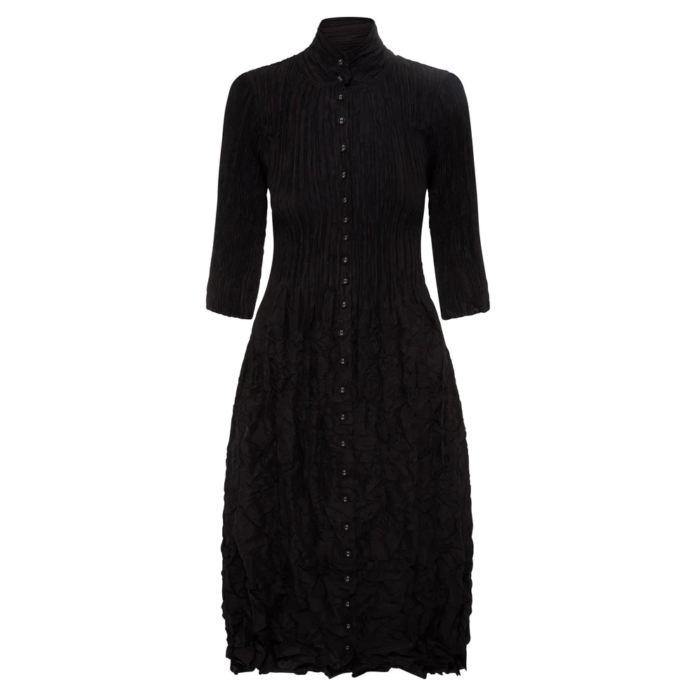 Limited Time Offer Alquema Nehru Black On Black Button Coat Dress