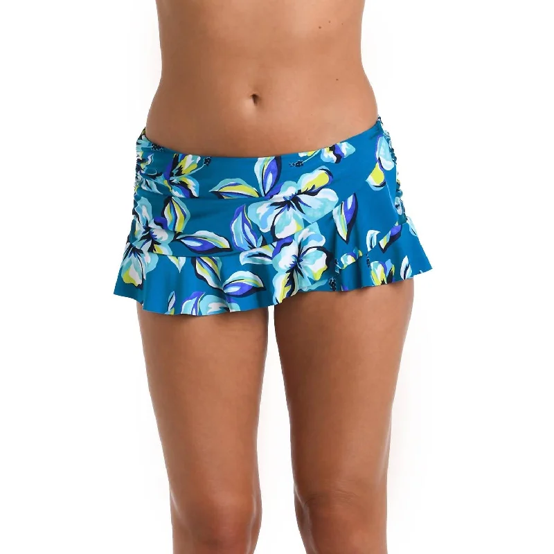 Fashionable Women's Casual Apparel Asymmetrical Ruffle Swim Skirt In Fiji Tropics Ocean Fashionable Women's Casual Apparel Asymmetrical Ruffle Swim Skirt In Fiji Tropics Ocean