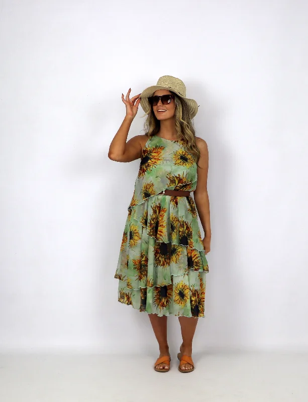 Statement Piece MDM Layered Print Chiffon Dress