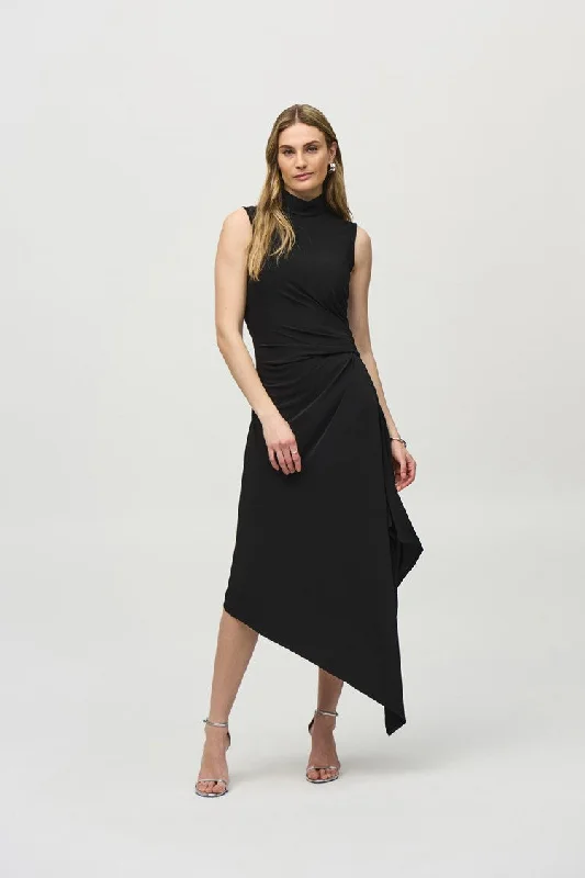 New Arrivals Joseph Ribkoff Black Silky Knit Fit and Flare Dress