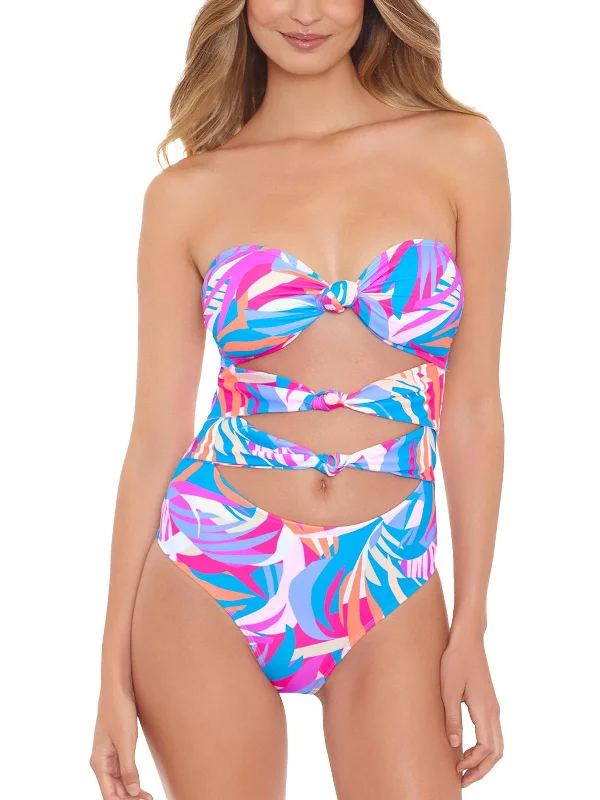 Women's Holiday Attire Womens Printed Knott One-Piece Swimsuit