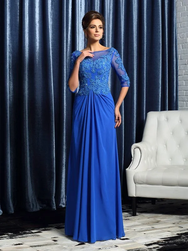 Clearance Event A-Line/Princess Bateau Beading 1/2 Sleeves Long Chiffon Mother of the Bride Dresses Clearance Event A-Line/Princess Bateau Beading 1/2 Sleeves Long Chiffon Mother of the Bride Dresses