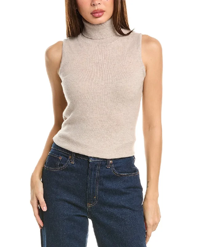 Women's Luxury Attire Forte Cashmere Sleeveless Turtleneck Cashmere Sweater