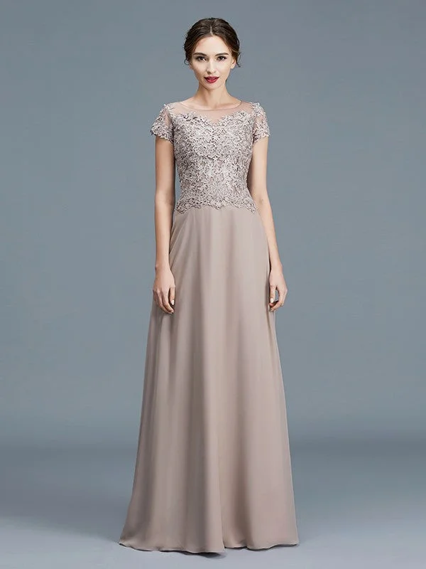Winter Warm - Up Sale A-Line/Princess Scoop Short Sleeves Applique Floor-Length Chiffon Mother of the Bride Dresses Winter Warm - Up Sale A-Line/Princess Scoop Short Sleeves Applique Floor-Length Chiffon Mother of the Bride Dresses