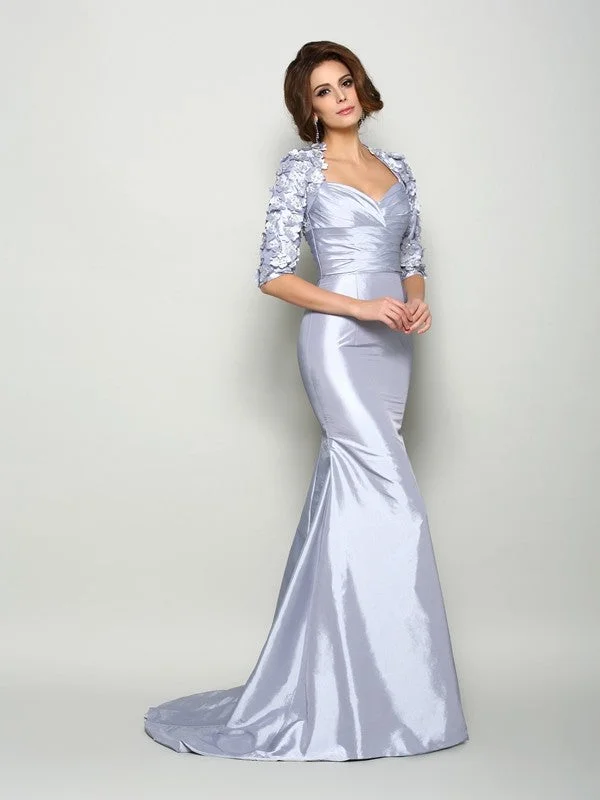 Trendy Street Style Clothing Trumpet/Mermaid Sweetheart Applique 1/2 Sleeves Long Taffeta Mother of the Bride Dresses Trendy Street Style Clothing Trumpet/Mermaid Sweetheart Applique 1/2 Sleeves Long Taffeta Mother of the Bride Dresses