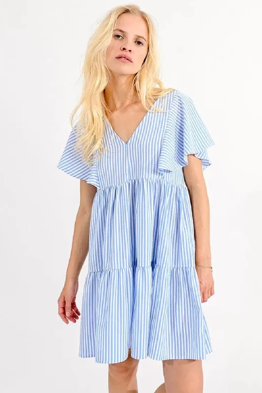 High-Quality Fashion At Discounted Prices – Shop Today Molly Bracken Blue Striped Flared Dress