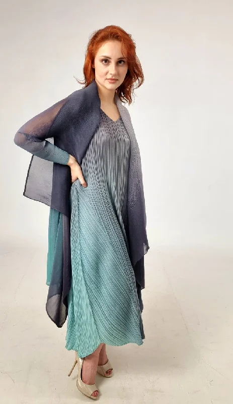 Special Occasion Wear Alquema Forest Ombre Long Estrella Dress And Collare Old Coat