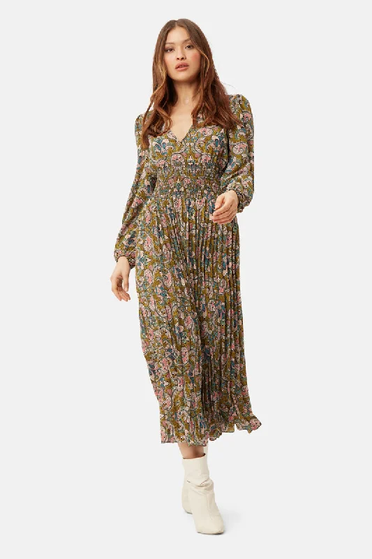 Women's Versatile Apparel Traffic People Green Paisley Aurora Dress