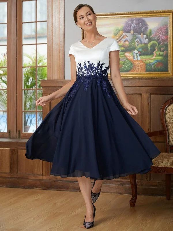 Hot Deals Mother of the Bride Dresses A-Line Princess Chiffon Applique V-neck Short Sleeves Hot Deals Mother of the Bride Dresses A-Line Princess Chiffon Applique V-neck Short Sleeves