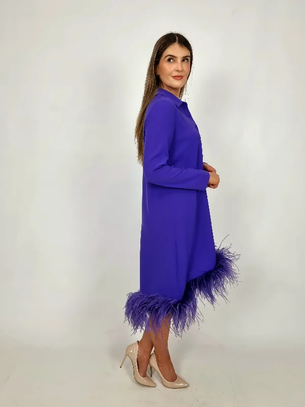 Elevated Style Moskada Cadiz Purple Feathered Dress