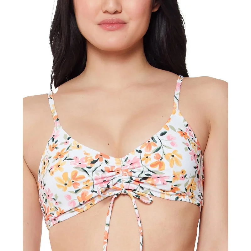 Sustainable Women's Apparel Womens Floral Print Ruched Bikini Swim top