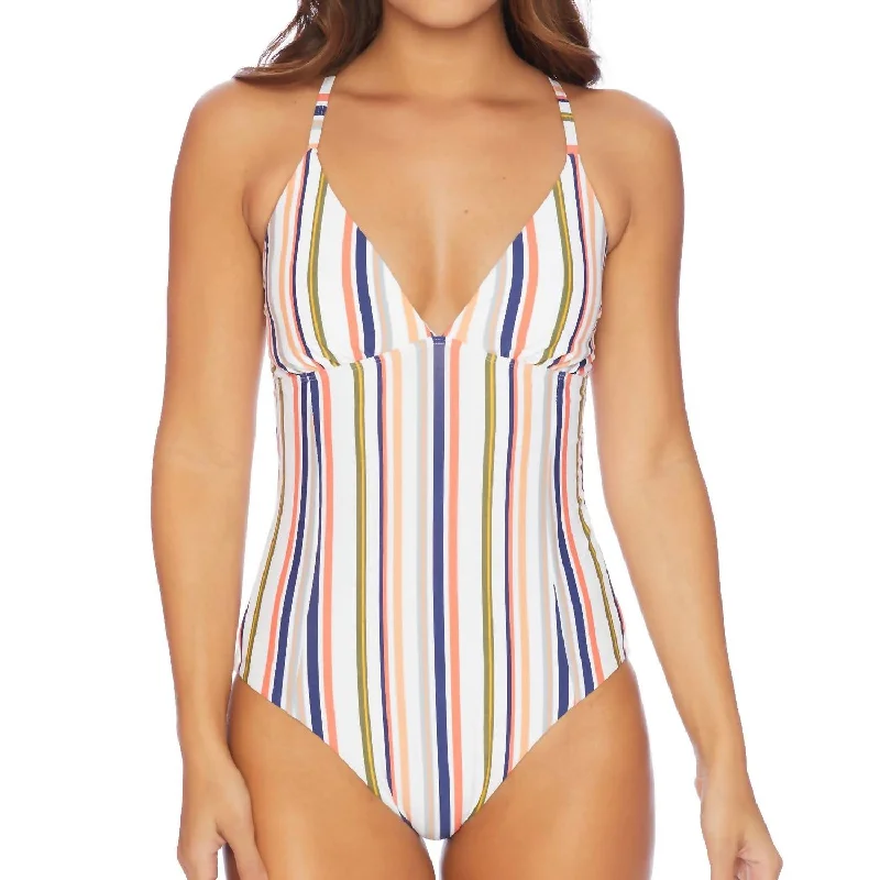 Formal Garments For Women V Neck One Piece Swimsuit In Line Up Multi