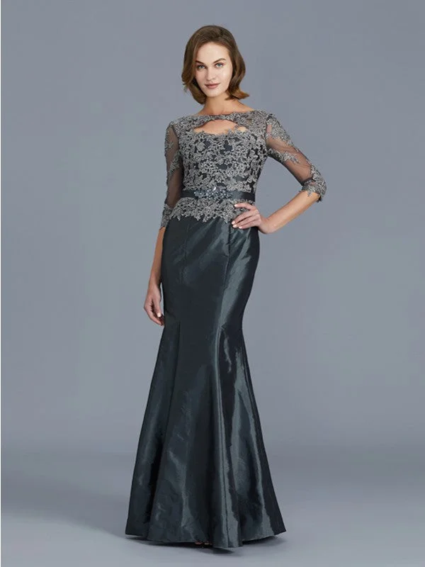 Online Boutiques Best Trumpet/Mermaid Scoop 3/4 Sleeves Applique Floor-Length Taffeta Mother of the Bride Dresses Online Boutiques Best Trumpet/Mermaid Scoop 3/4 Sleeves Applique Floor-Length Taffeta Mother of the Bride Dresses