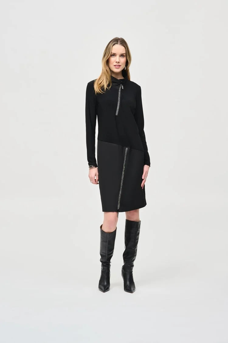 Urban Femme Streetwear Joseph Ribkoff Black Silky Knit And Memory Cocoon Dress
