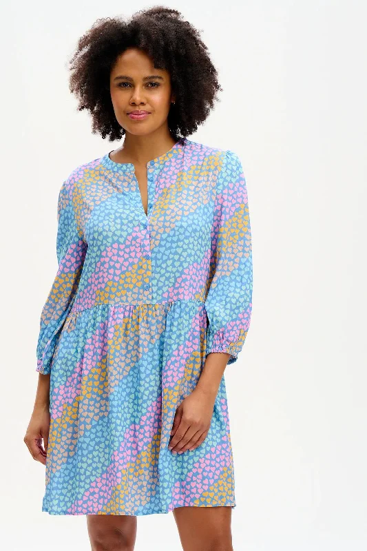 Limited Time Offer Astra Babydoll Dress | Sliding Hearts (Blue)