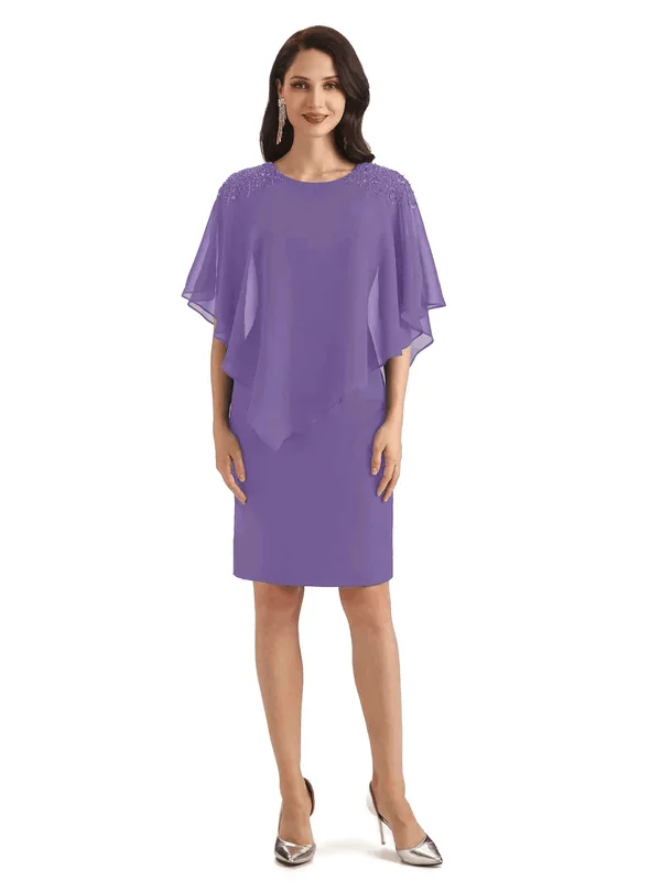 Premium Style Elegant Chiffon Half Sleeves Knee Length Short Mother Of The Bride Dresses In Stock Premium Style Elegant Chiffon Half Sleeves Knee Length Short Mother Of The Bride Dresses In Stock