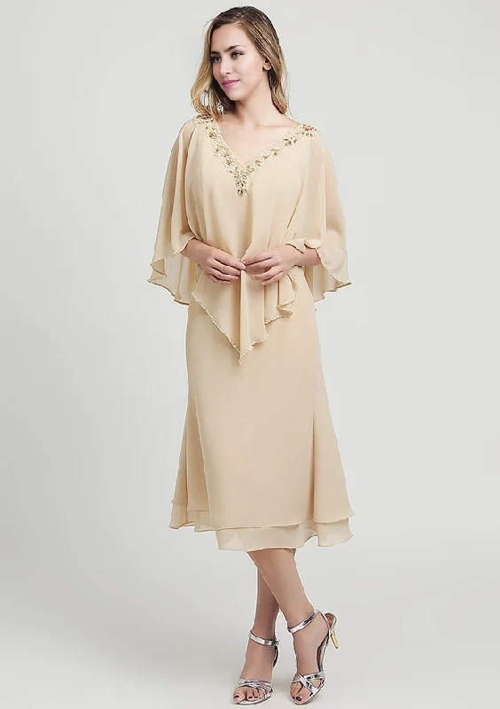 Women's Cozy Outfit For Lounging Chiffon Mother of the Bride Dresses A-line Tea-Length With Beading Women's Cozy Outfit For Lounging Chiffon Mother of the Bride Dresses A-line Tea-Length With Beading