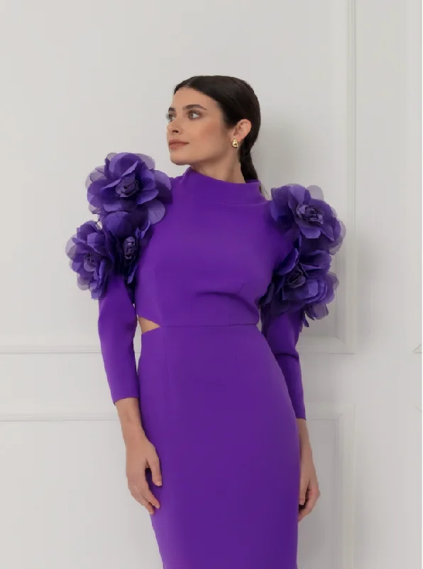 Step Ahead, Lead The Trend Matilde Cano Purple Morado Flores Dress