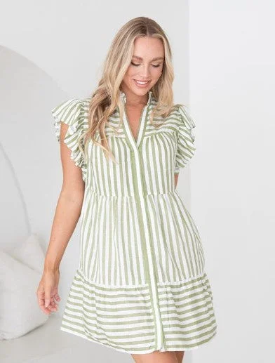 Exclusive Deals For This Week Only Ebb olive short stripe dress