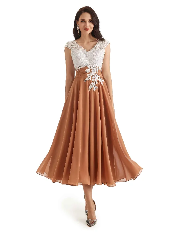 End Of Season Sale Clothing Elegant Tea Length Short Flowy Lace Mother Of The Bride Dresses Online End Of Season Sale Clothing Elegant Tea Length Short Flowy Lace Mother Of The Bride Dresses Online