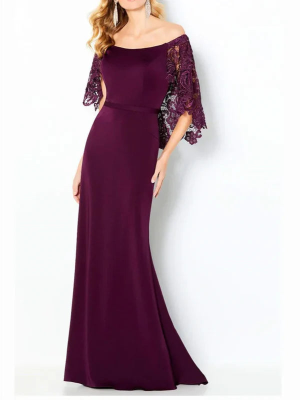 Feminine Grace Mother Of The Bride Dresses Sheath Off-The-Shoulder With Lace