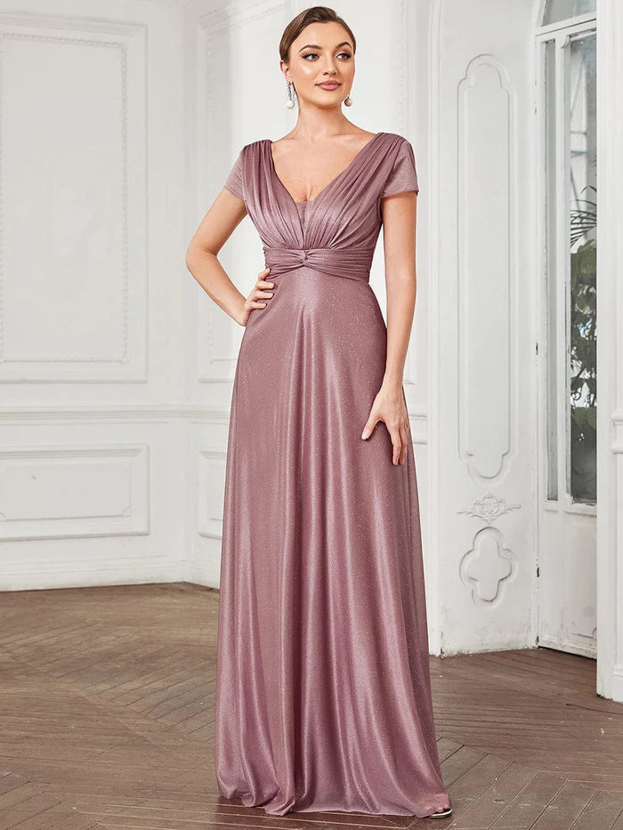 Romantic Chic Deals Glitzy Pleated Sweetheart A-Line Long Mother of the Bride Dress