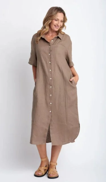 Special Occasion Wear GC Tobacco Linen dress