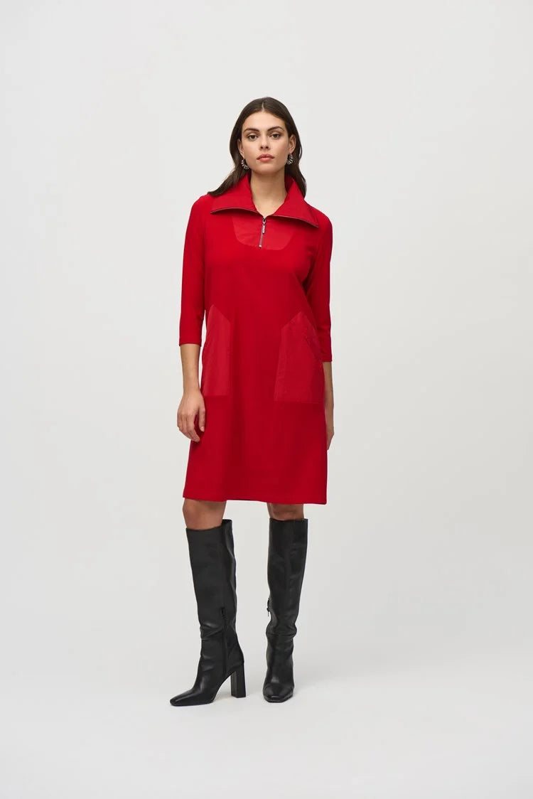 Fashion Sale Joseph Ribkoff Lipstick Red SIlky Knit And Memory Straight Dress