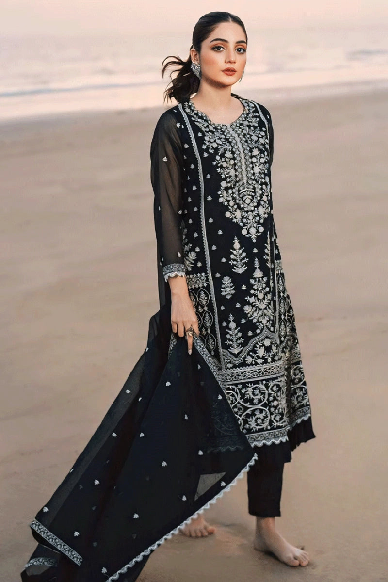 Flash Sales Heavy Embroidery Work Black Color Dress For Sangeet