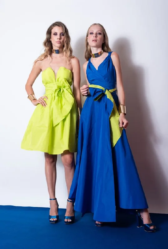 Trendy Aesthetics EDAS Tenerezza Cobalt Blue Taffeta Style Belted Dress