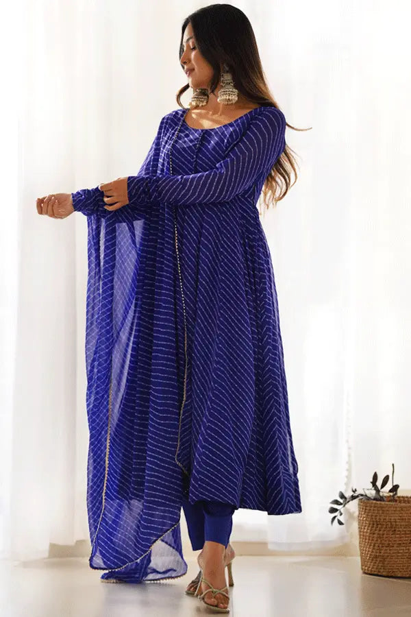 Spring Fashion Royal Blue Anarkali Dress For Raksha Bandhan