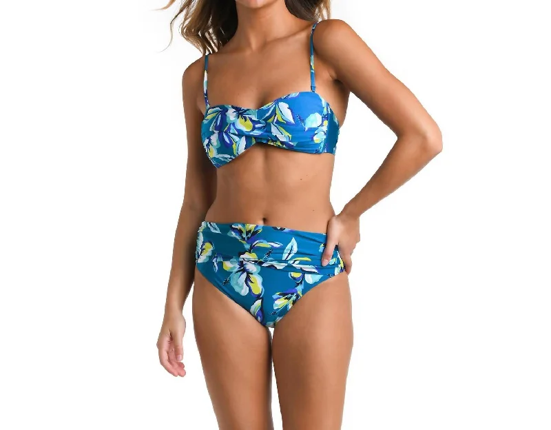 Women's Professional Apparel Twist Bandeau Bikini Top In Fiji Tropics Ocean