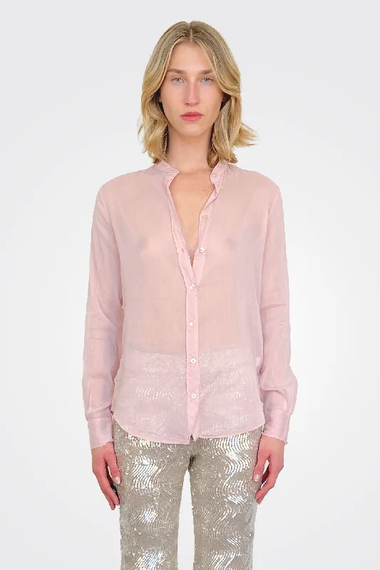 Modern Chic Discounts Mandarin Collar Shirt - Rose