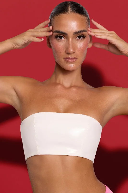 Catch Every Fashion Trend Vinyl Bandeau Bralette in White