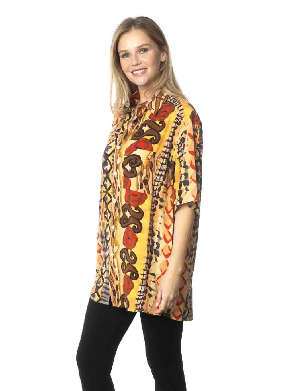 Ends Soon Tianello TENCEL™ Men's \ Womens print "Samba" S.S. Camp Shirt - Unisex