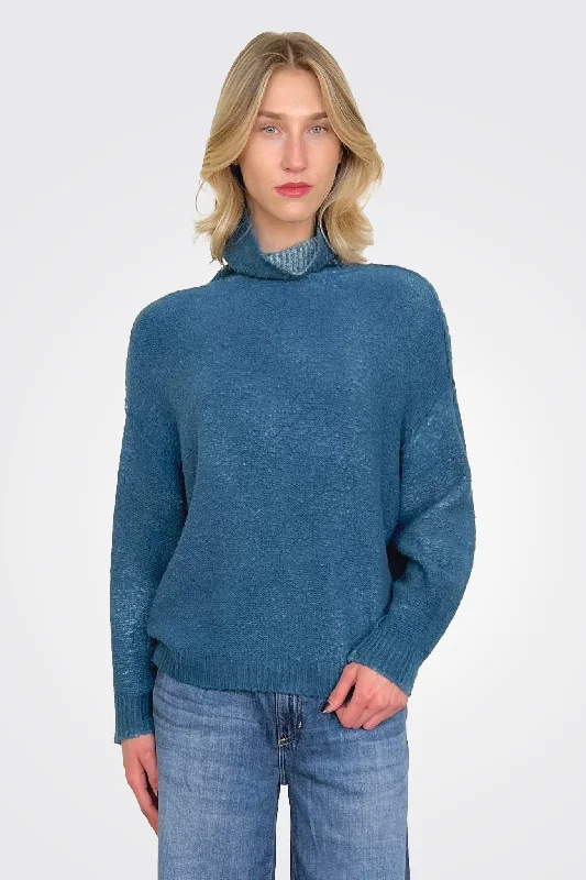 Buy More, Save More Reversible Knit Turtleneck - Blue Teal