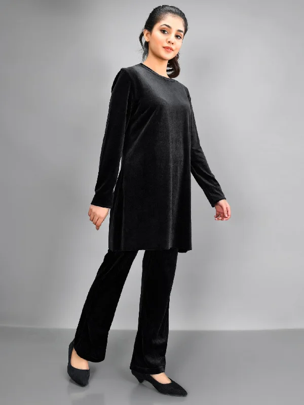 Casual Fashion Velvet Top -Black